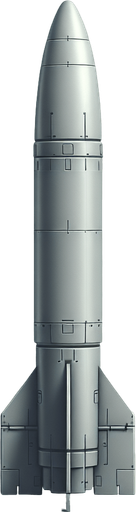 360-degree missile.
Single Game Texture.  In-Game asset.  2d.  Blank background.  High contrast.  No shadows