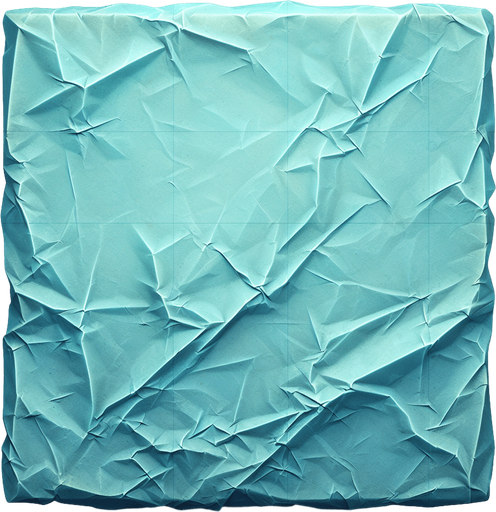 A cyan crumpled paper texture.
Single Game Texture.  In-Game asset.  2d.  Blank background.  High contrast.  No shadows
