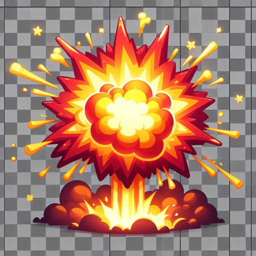 explosion.
Single Game Texture. In-Game asset. 2d. Blank background. High contrast. No shadows.