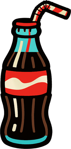 Coke bottle with straw.
In-Game asset.  2d.  High contrast.  No shadows