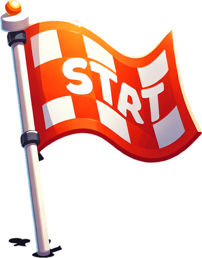 Racetrack start flag. Cartoon.
Single Game Texture.  In-Game asset.  2d.  Blank background.  High contrast.  No shadows