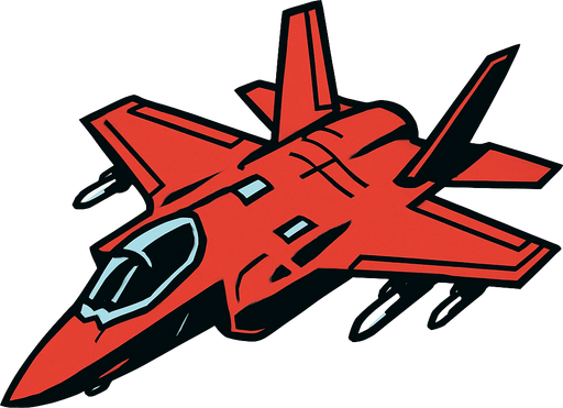 F35 like fighter jet.
In-Game asset.  2d.  High contrast.  No shadows
