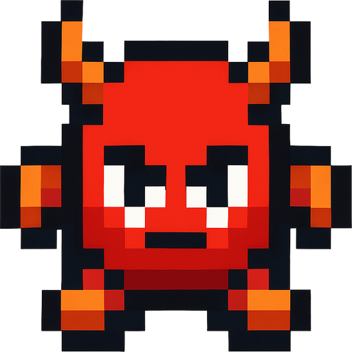 Un enemigo pequeño visto desde arriba, pixel cartoon..
In-Game asset.  2d.  High contrast.  No shadows no backgound