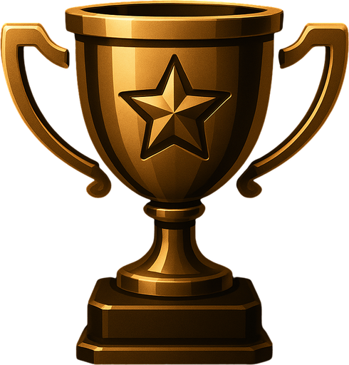 Copa de logros elegante en colores dorados oscuros y brillantes.
In-Game asset.  2d.  High contrast.  No shadows