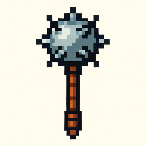 Maza medieval pixel.
In-Game asset.  2d.  High contrast.  No shadows