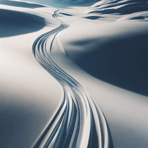 snowy wheel track top view