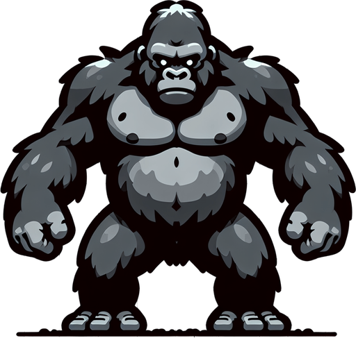 tagged Gorilla.
Single Game Texture.  In-Game asset.  2d.  Blank background.  High contrast.  No shadows