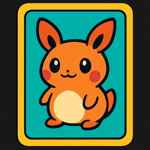 Create an image for a memory game's card's front with an icon of a cute pocket creature.
In-Game asset.  2d.  High contrast.  No shadows