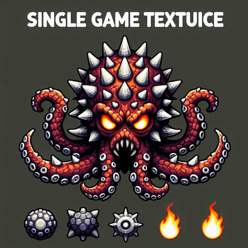 I need an octopus that looks like bowser.
Single Game Texture.  In-Game asset.  2d.  Blank background.  High contrast.  No shadows