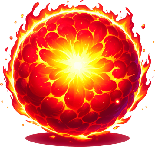 red fire ball.
Single Game Texture.  In-Game asset.  2d.  Blank background.  High contrast.  No shadows