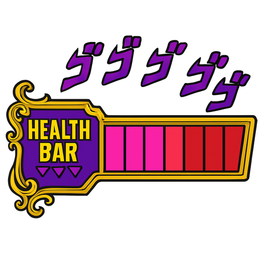 Barra de vida jojo's.
In-Game asset.  2d.  High contrast.  No shadows