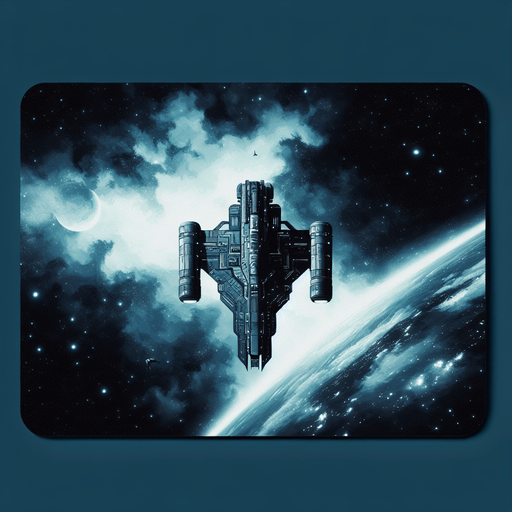 top down battle ship alien on space.
Single Game Texture.  space full of stars background