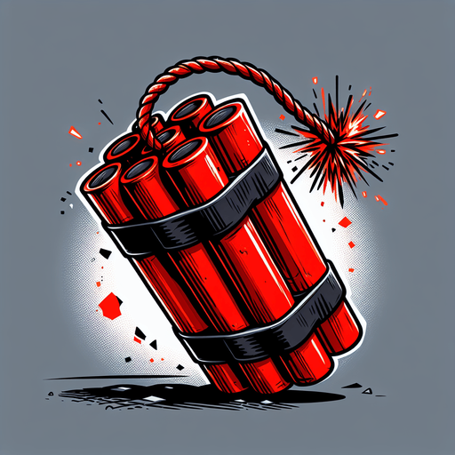cartoon dynamite.
Single Game Texture. In-Game asset. 2d. Blank background. High contrast. No shadows.