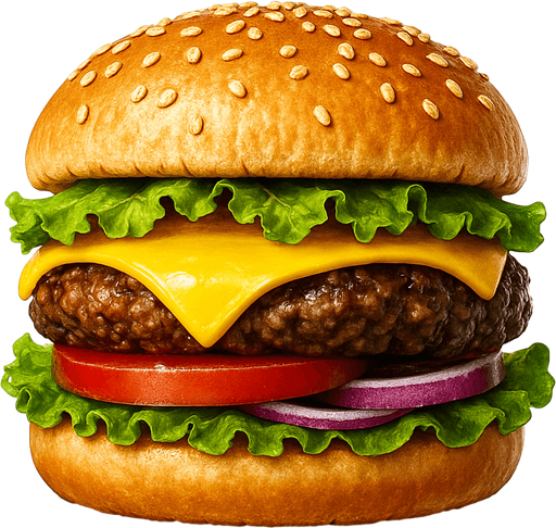 Burger - Gerçekçi - Yazısız.
In-Game asset.  2d.  High contrast.  No shadows