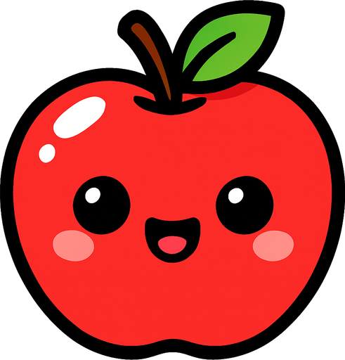 Manzana cute.
In-Game asset.  2d.  High contrast.  No shadows