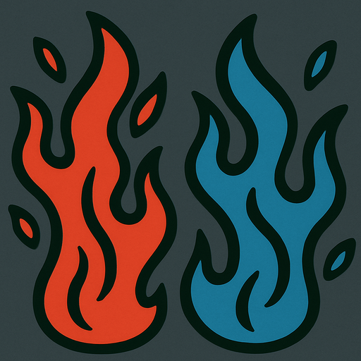 Columnas de fuego rojo y azul