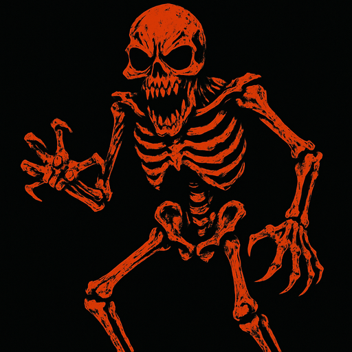 make it a super scary skeleton.
In-Game asset.  2d.  High contrast.  No shadows