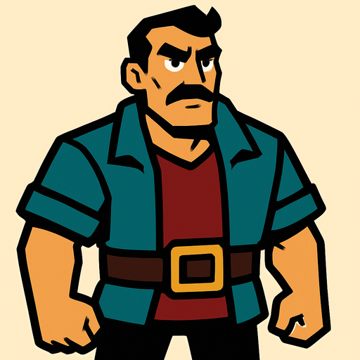 man.
In-Game asset.  2d.  High contrast.  No shadows