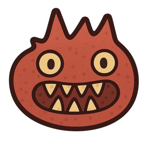 scary toothed germ style enemy. No background. Transparent background. Blank background. No shadows. 2d. In-Game asset. flat