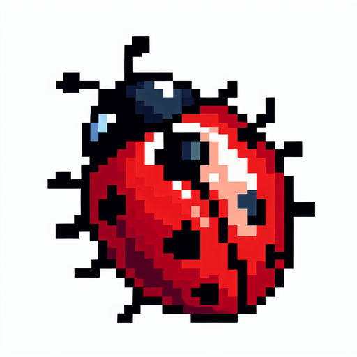 pixelart of a ladybug.
White background, high contrast, shadowless.