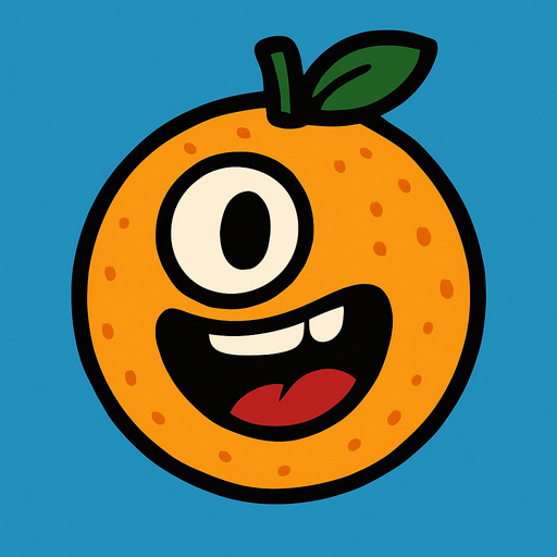 Orange with eye and mouth animation.
In-Game asset.  2d.  High contrast.  No shadows