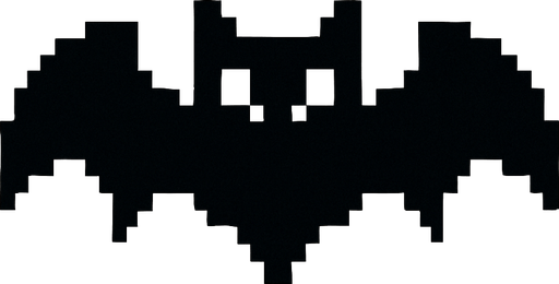 black bat pixel.
In-Game asset.  2d.  High contrast.  No shadows