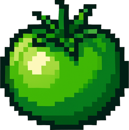 tomate verde de pixeles.
In-Game asset.  2d.  High contrast.  No shadows