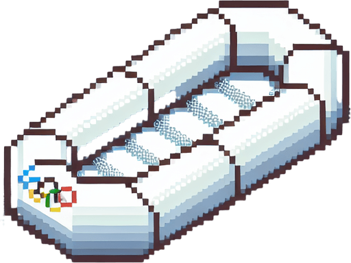 white olympic raft seen directly from above. bird-eye view. pixelated..
Single Game Texture. In-Game asset. 2d. Blank background. High contrast. No shadows.