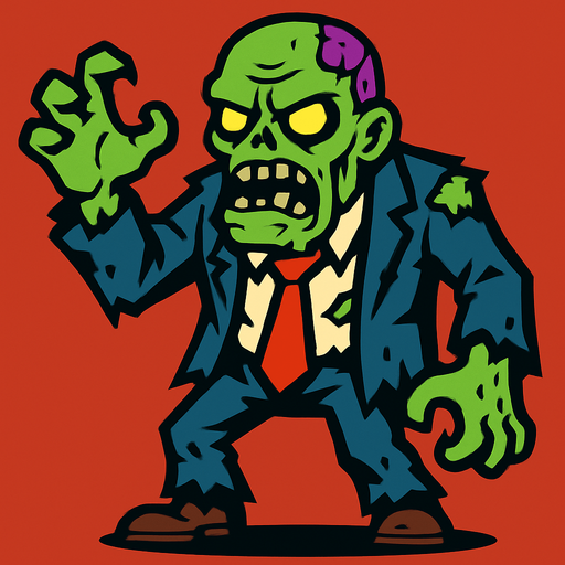 Zombie boss.
In-Game asset.  2d.  High contrast.  No shadows