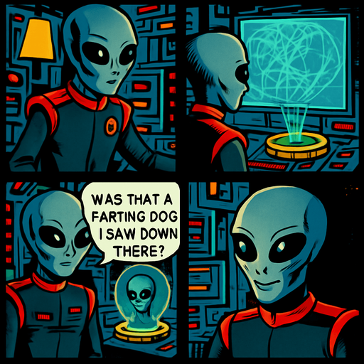 Change speech bubble to say ' was that a farting dog I saw down there? '