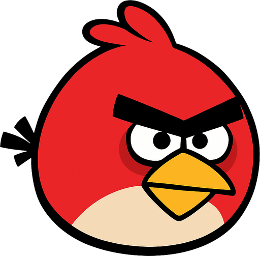 angry birds character "red".
In-Game asset.  2d.  High contrast.  No shadows