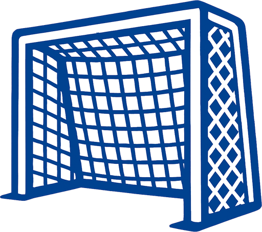 beyaz ağlardan olusan direkleri olan bir futbol kalesi.
In-Game asset.  2d.  High contrast.  No shadows