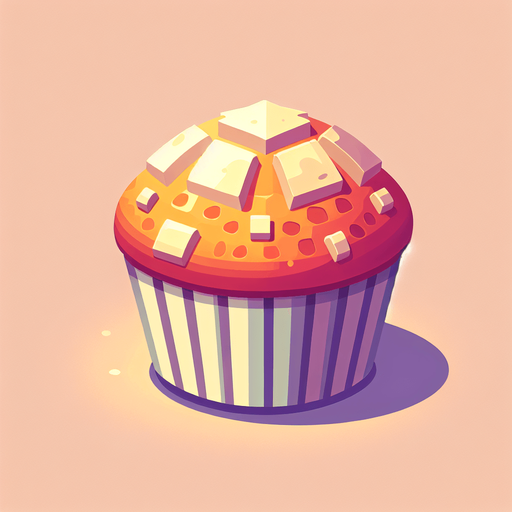 Imple 2d Muffin, flat.
Single Game Texture. In-Game asset. 2d. Blank background. High contrast. No shadows.