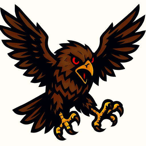 A FIERCE HAWK WITH RED EYES, SPREAD WINGS AND A THIRST FOR BLOOD!.
In-Game asset.  2d.  High contrast.  No shadows