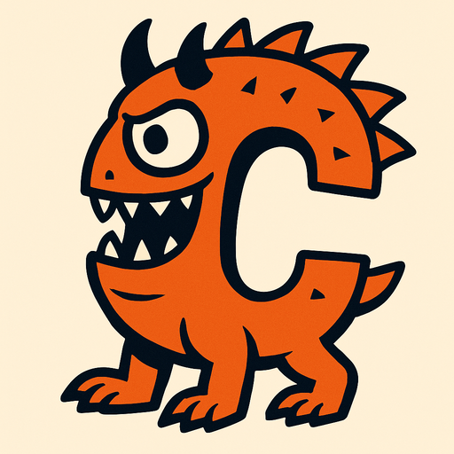 C harfine benzeyen bir canavar.
In-Game asset.  2d.  High contrast.  No shadows