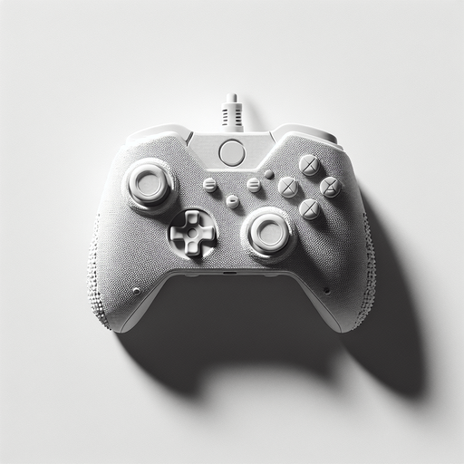 An upclose view of a joystick from above showing detail..
Single Game Texture. In-Game asset. 2d. Blank background. High contrast. No shadows.