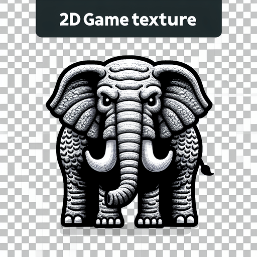Elephant.
Single Game Texture.  In-Game asset.  2d.  Blank background.  High contrast.  No shadows