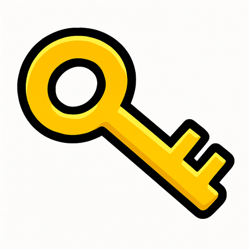 yellow key.
In-Game asset.  2d.  High contrast.  No shadows
