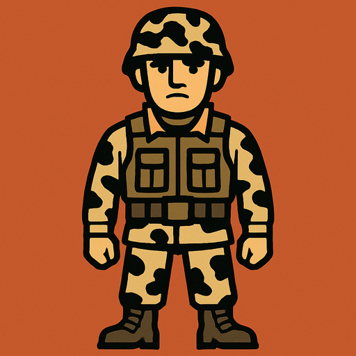 soldier without weopen.
In-Game asset.  2d.  High contrast.  No shadows