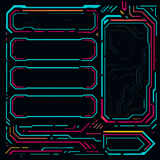 Empty cyberpunk style menu design.
In-Game asset.  2d.  High contrast.  No shadows