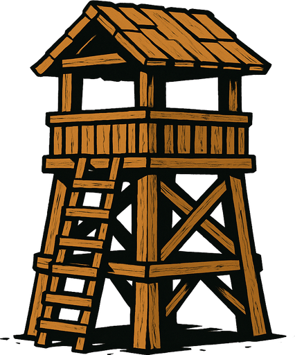 Wooden Guard Tower.
In-Game asset.  2d.  High contrast.  No shadows