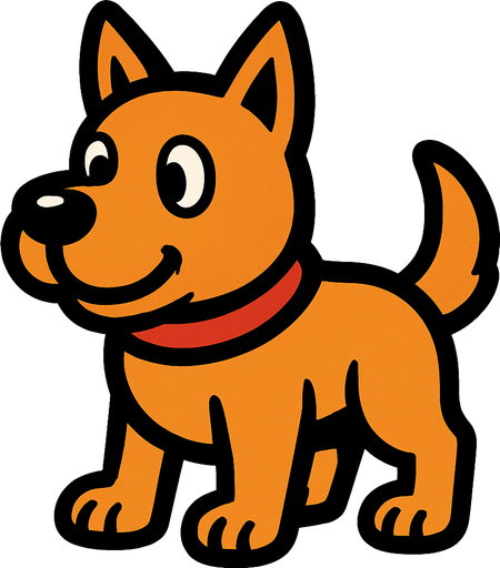 Dog.
In-Game asset.  2d.  High contrast.  No shadows