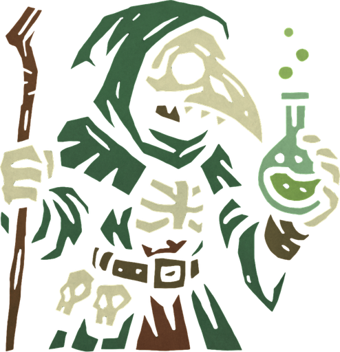 plague bone Alchemist.
In-Game asset.  2d.  High contrast.  No shadows