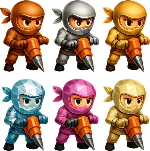 Same image but with bronze,silver,gold,diamond,crystal pink, ninjas and the digg machines.