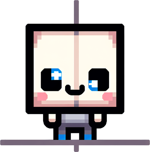 A minimalist simple pixel art cute character with a large head. 8 bit, front facing, kawaii, no shadow.
Single Game Texture. In-Game asset. 2d. Blank background. High contrast. No shadows.