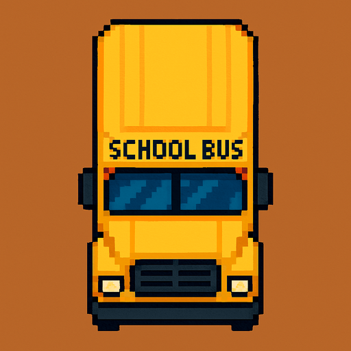 Draw 2d pixel school bus top view yellow..
In-Game asset.  2d.  High contrast.  No shadows