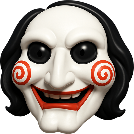 3D the Saw Scary but funny face meme. different faces look. face only
In-Game asset.  3D.  High contrast.  No shadows