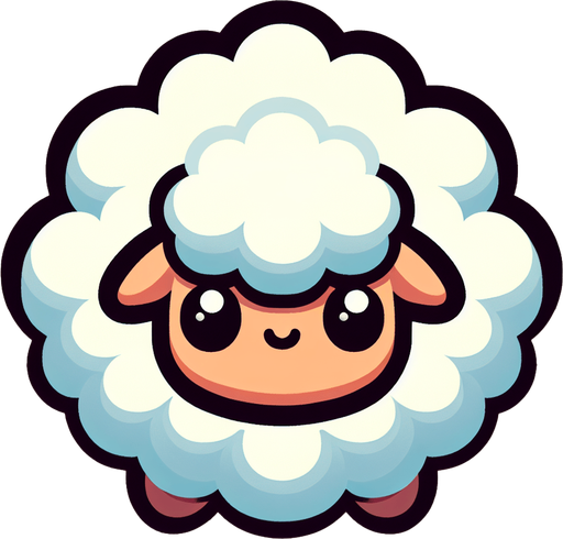 sheep, top view, cartoon style.
Single Game Texture. In-Game asset. 2d. Blank background. High contrast. No shadows.