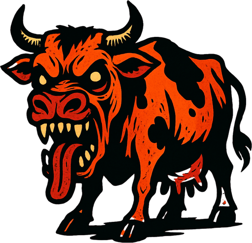 scary cow.
In-Game asset.  2d.  High contrast.  No shadows