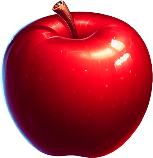 red apple.
Single Game Texture. In-Game asset. 2d. Blank background. High contrast. No shadows.